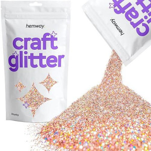 Hemway Craft Glitter 100G / 3.5Oz Glitter Flakes For Arts Crafts Tumblers Resin Epoxy Scrapbook Glass Schools Paper Halloween Decorations - Chunky (1/40" 0.025" 0.6Mm) - Rose Gold Holographic