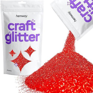 Hemway Craft Glitter 100G / 3.5Oz Glitter Flakes For Arts Crafts Tumblers Resin Epoxy Scrapbook Glass Schools Paper Halloween Decorations - Chunky (1/40" 0.025" 0.6Mm) - Red