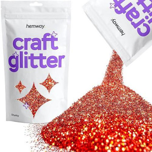 Hemway Craft Glitter 100G / 3.5Oz Glitter Flakes For Arts Crafts Tumblers Resin Epoxy Scrapbook Glass Schools Paper Halloween Decorations - Chunky (1/40" 0.025" 0.6Mm) - Red Holographic