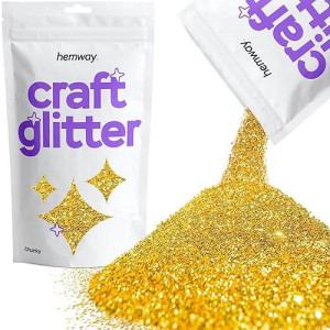 Hemway Craft Glitter 100G / 3.5Oz Glitter Flakes For Arts Crafts Tumblers Resin Epoxy Scrapbook Glass Schools Paper Halloween Decorations - Chunky (1/40" 0.025" 0.6Mm) - Gold