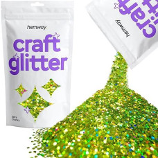 Hemway Craft Glitter 100G / 3.5Oz Glitter Flakes For Arts Crafts Tumblers Resin Epoxy Scrapbook Glass Schools Paper Halloween Decorations - Extra Chunky (1/24" 0.040" 1Mm) - Lime Green Holographic