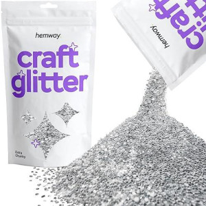 Hemway Craft Glitter 100G / 3.5Oz Glitter Flakes For Arts Crafts Tumblers Resin Epoxy Scrapbook Glass Schools Paper Halloween Decorations - Extra Chunky (1/24" 0.040" 1Mm) - Silver