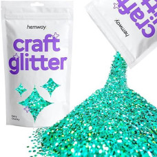 Hemway Craft Glitter 100G / 3.5Oz Glitter Flakes For Arts Crafts Tumblers Resin Epoxy Scrapbook Glass Schools Paper Halloween Decorations - Extra Chunky (1/24" 0.040" 1Mm) - Turquoise Blue Holographic