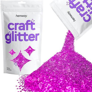 Hemway Craft Glitter 100G / 3.5Oz Glitter Flakes For Arts Crafts Tumblers Resin Epoxy Scrapbook Glass Schools Paper Halloween Decorations - Extra Chunky (1/24" 0.040" 1Mm) - Fuchsia Pink