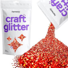 Hemway Craft Glitter 100G / 3.5Oz Glitter Flakes For Arts Crafts Tumblers Resin Epoxy Scrapbook Glass Schools Paper Halloween Decorations - Extra Chunky (1/24" 0.040" 1Mm) - Red Holographic