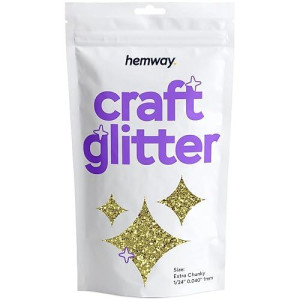 Hemway Craft Glitter 100G / 3.5Oz Glitter Flakes For Arts Crafts Tumblers Resin Epoxy Scrapbook Glass Schools Paper Halloween Decorations - Extra Chunky (1/24" 0.040" 1Mm) - Sand Gold