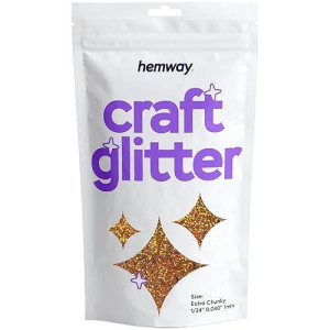 Hemway Craft Glitter 100G / 3.5Oz Glitter Flakes For Arts Crafts Tumblers Resin Epoxy Scrapbook Glass Schools Paper Halloween Decorations - Extra Chunky (1/24" 0.040" 1Mm) - Copper Holographic