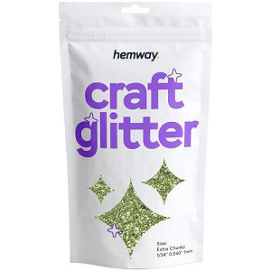 Hemway Craft Glitter 100G / 3.5Oz Glitter Flakes For Arts Crafts Tumblers Resin Epoxy Scrapbook Glass Schools Paper Halloween Decorations - Extra Chunky (1/24" 0.040" 1Mm) - Lime Green