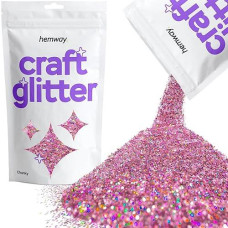 Hemway Craft Glitter 100G / 3.5Oz Glitter Flakes For Arts Crafts Tumblers Resin Epoxy Scrapbook Glass Schools Paper Halloween Decorations - Extra Chunky (1/24" 0.040" 1Mm) - Pink Holographic