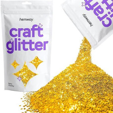 Hemway Craft Glitter 100G / 3.5Oz Glitter Flakes For Arts Crafts Tumblers Resin Epoxy Scrapbook Glass Schools Paper Halloween Decorations - Extra Chunky (1/24" 0.040" 1Mm) - Gold