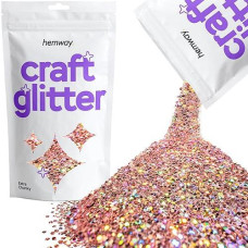 Hemway Craft Glitter 100G / 3.5Oz Glitter Flakes For Arts Crafts Tumblers Resin Epoxy Scrapbook Glass Schools Paper Halloween Decorations - Extra Chunky (1/24" 0.040" 1Mm) - Rose Gold Holographic