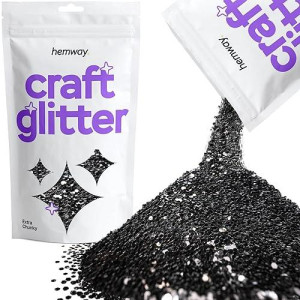 Hemway Craft Glitter 100G / 3.5Oz Glitter Flakes For Arts Crafts Tumblers Resin Epoxy Scrapbook Glass Schools Paper Halloween Decorations - Extra Chunky (1/24" 0.040" 1Mm) - Black