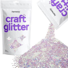 Hemway Craft Glitter 100G / 3.5Oz Glitter Flakes For Arts Crafts Tumblers Resin Epoxy Scrapbook Glass Schools Paper Halloween Decorations - Extra Chunky (1/24" 0.040" 1Mm) - Mother Of Pearl Iridescent