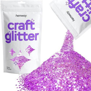 Hemway Craft Glitter 100G / 3.5Oz Glitter Flakes For Arts Crafts Tumblers Resin Epoxy Scrapbook Glass Schools Paper Halloween Decorations - Extra Chunky (1/24" 0.040" 1Mm) - Lavender Purple