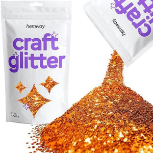 Hemway Craft Glitter 100G / 3.5Oz Glitter Flakes For Arts Crafts Tumblers Resin Epoxy Scrapbook Glass Schools Paper Halloween Decorations - Extra Chunky (1/24" 0.040" 1Mm) - Copper