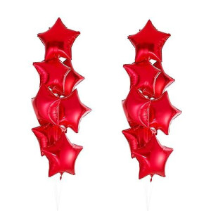 18" Red Star-Shaped Foil Balloon Mylar Helium Balloons For Wedding Baby Shower Birthday Party Decorations, Pack Of 20