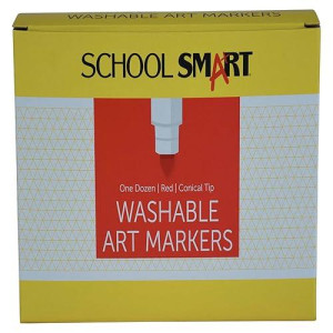 School Smart Red Washable Art Markers, Conical Tip, 12 Pack