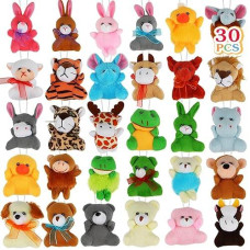 Aitbay 30 Pack Mini Plush Animals Toys Set, Cute Small Stuffed Animal Keychain Set For Party Favors, Kids Valentine Gift Easter Egg Filter, Goodie Bag Fillers, Carnival Prizes, Classroom Rewards