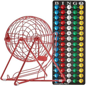 MR CHIPS 11" Bingo Set with Steel Cage & Red Bingo Balls