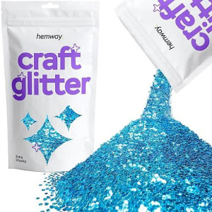 Hemway Craft Glitter 100G / 3.5Oz Glitter Flakes For Arts Crafts Tumblers Resin Epoxy Scrapbook Glass Schools Paper Halloween Decorations - Extra Chunky (1/24" 0.040" 1Mm) - Ocean Blue