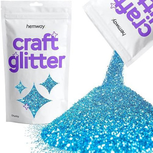 Hemway Craft Glitter 100G / 3.5Oz Glitter Flakes For Arts Crafts Tumblers Resin Epoxy Scrapbook Glass Schools Paper Halloween Decorations - Chunky (1/40" 0.025" 0.6Mm) - Ocean Blue