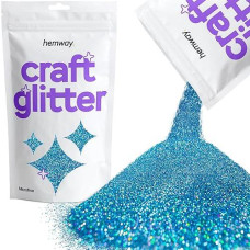 Hemway Craft Glitter 100G / 3.5Oz Glitter Flakes For Arts Crafts Tumblers Resin Epoxy Scrapbook Glass Schools Paper Halloween Decorations - Microfine (1/256" 0.004" 0.1Mm) - Ocean Blue Holographic