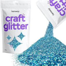 Hemway Craft Glitter 100G / 3.5Oz Glitter Flakes For Arts Crafts Tumblers Resin Epoxy Scrapbook Glass Schools Paper Halloween Decorations - Fine (1/64" 0.015" 0.4Mm) - Ocean Blue Holographic