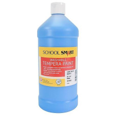 School Smart Washable Tempera Paint, Light Blue, 1 Quart Bottle