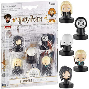 Self-Inking Harry Potter™ Stampers, Set Of 5 - Harry Potter Gifts, Collectables, Party Decor, Cake Toppers - Death Eater, Voldemort, Lucius Malfoy And More By Pmi, 2.5 In. Tall