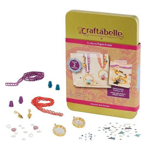 Craftabelle - Living Lockets Creation Kit - Locket Making Kit - 85Pc Necklace Set With Charms And Beads - Diy Jewelry Kits For Kids 8 Years +