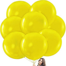 Prextex Yellow Giant Balloons - 8 Jumbo 36 Inch Yellow Balloons For Photo Shoot, Wedding, Baby Shower, Birthday Party And Event Decoration - Strong Latex Big Round Balloons - Helium Quality