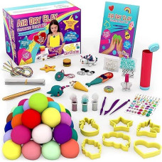 Girlzone Air Dry Clay Ultimate Craft Kit, Over 100 Piece Kids Modeling Clay Set, Air Dry Clay For Kids With No Baking Required, Arts & Crafts For Girls Age 3+ (Regular Size)