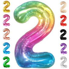 KatchOn Rainbow Number 2 Balloon - 40 Inch Foil Decoration