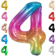 KatchOn Giant Rainbow Number 4 Balloon - 40 Inch Mylar