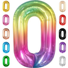 KatchOn Giant Rainbow 0 Balloon - 40 Inch Tie Dye Decoration