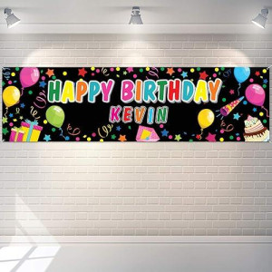 Tatuo Personalized Birthday Banner With Name Diy Colorful Happy Birthday Banner Backdrop With Alphabet Stickers Custom Birthday Banner For Outdoor And Indoor Birthday Party Decoration (Black)