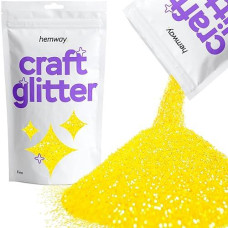 Hemway Craft Glitter 100G / 3.5Oz Glitter Flakes For Arts Crafts Tumblers Resin Epoxy Scrapbook Glass Schools Paper Halloween Decorations - Fine (1/64" 0.015" 0.4Mm) - Fluorescent Yellow