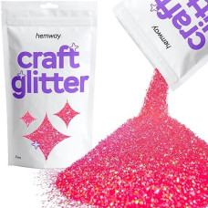 Hemway Craft Glitter 100G / 3.5Oz Glitter Flakes For Arts Crafts Tumblers Resin Epoxy Scrapbook Glass Schools Paper Halloween Decorations - Fine (1/64" 0.015" 0.4Mm) - Fluorescent Pink