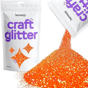 Hemway Craft Glitter 100G / 3.5Oz Glitter Flakes For Arts Crafts Tumblers Resin Epoxy Scrapbook Glass Schools Paper Halloween Decorations - Chunky (1/40" 0.025" 0.6Mm) - Fluorescent Peach