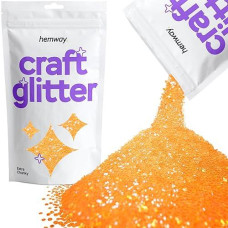 Hemway Craft Glitter 100G / 3.5Oz Glitter Flakes For Arts Crafts Tumblers Resin Epoxy Scrapbook Glass Schools Paper Halloween Decorations - Extra Chunky (1/24" 0.040" 1Mm) - Fluorescent Orange