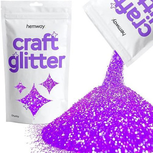 Hemway Craft Glitter 100G / 3.5Oz Glitter Flakes For Arts Crafts Tumblers Resin Epoxy Scrapbook Glass Schools Paper Halloween Decorations - Chunky (1/40" 0.025" 0.6Mm) - Fluorescent Purple