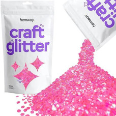 Hemway Craft Glitter Flakes For Arts And Crafts, Tumblers, Resin, Epoxy, Nail Art, Wax, Card Making And Decorations 100G / 3.5Oz - Super Chunky (1/8" 0.125" 3Mm) - Baby Pink Iridescent