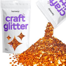 Hemway Craft Glitter 100G / 3.5Oz Glitter Flakes For Arts Crafts Tumblers Resin Epoxy Scrapbook Glass Schools Paper Halloween Decorations - Super Chunky (1/8" 0.125" 3Mm) - Copper