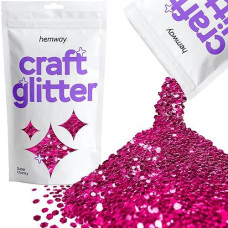 Hemway Craft Glitter 100G / 3.5Oz Glitter Flakes For Arts Crafts Tumblers Resin Epoxy Scrapbook Glass Schools Paper Halloween Decorations - Super Chunky (1/8" 0.125" 3Mm) - Dark Rose Pink