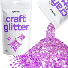 Hemway Craft Glitter 100G / 3.5Oz Glitter Flakes For Arts Crafts Tumblers Resin Epoxy Scrapbook Glass Schools Paper Halloween Decorations - Super Chunky (1/8" 0.125" 3Mm) - Lavender Purple