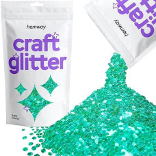 Hemway Craft Glitter 100G / 3.5Oz Glitter Flakes For Arts Crafts Tumblers Resin Epoxy Scrapbook Glass Schools Paper Halloween Decorations - Super Chunky (1/8" 0.125" 3Mm) - Turquoise Blue