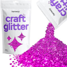 Hemway Craft Glitter 100G / 3.5Oz Glitter Flakes For Arts Crafts Tumblers Resin Epoxy Scrapbook Glass Schools Paper Halloween Decorations - Super Chunky (1/8" 0.125" 3Mm) - Fuchsia Pink