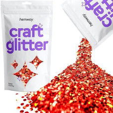 Hemway Craft Glitter 100G / 3.5Oz Glitter Flakes For Arts Crafts Tumblers Resin Epoxy Scrapbook Glass Schools Paper Halloween Decorations - Super Chunky (1/8" 0.125" 3Mm) - Red Holographic