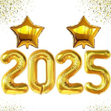 Katchon, Giant 40 Inch Gold 2025 Balloons - Graduation Decorations 2025 | 2025 Gold Balloons With Star Balloons | Graduation Party Supplies 2025 | Graduation Balloons 2025 For Graduation Decor