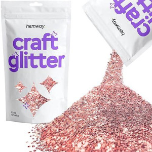 Hemway Craft Glitter 100G / 3.5Oz Glitter Flakes For Arts Crafts Tumblers Resin Epoxy Scrapbook Glass Schools Paper Halloween Decorations - Extra Chunky (1/24" 0.040" 1Mm) - Light Rose Gold